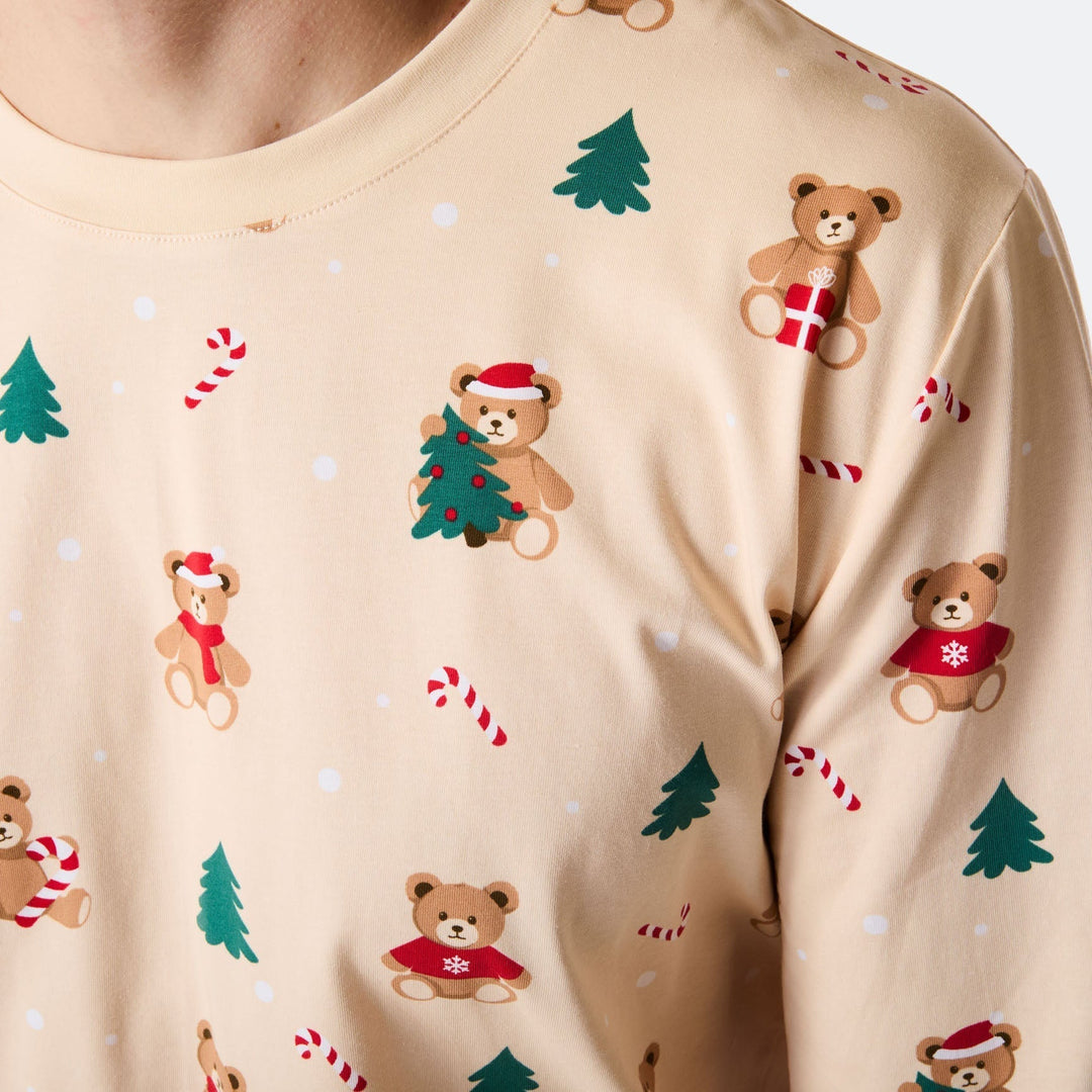 Beige nalle-joulupyjama miehille