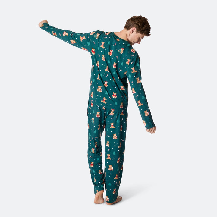 Vihreä nalle-joulupyjama miehille