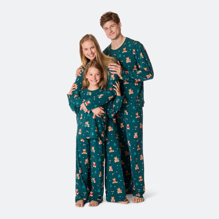 Vihreä nalle-joulupyjama naisille