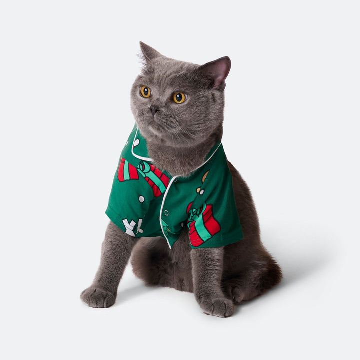 Vihreä xmas-joulupyjama kissalle