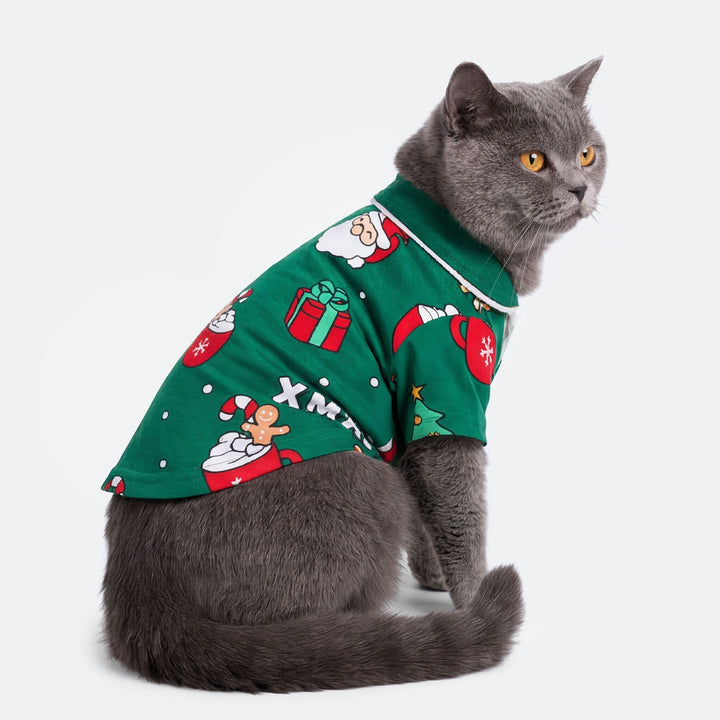Vihreä xmas-joulupyjama kissalle