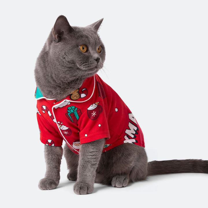 Punainen xmas-joulupyjama kissalle