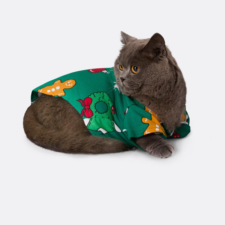 Vihreä hohoho-joulupyjama kissalle