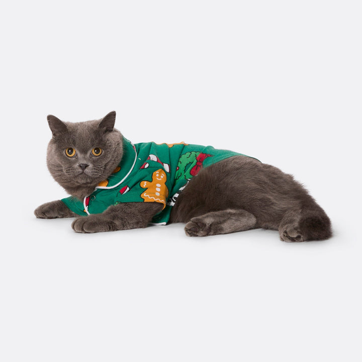 Vihreä hohoho-joulupyjama kissalle