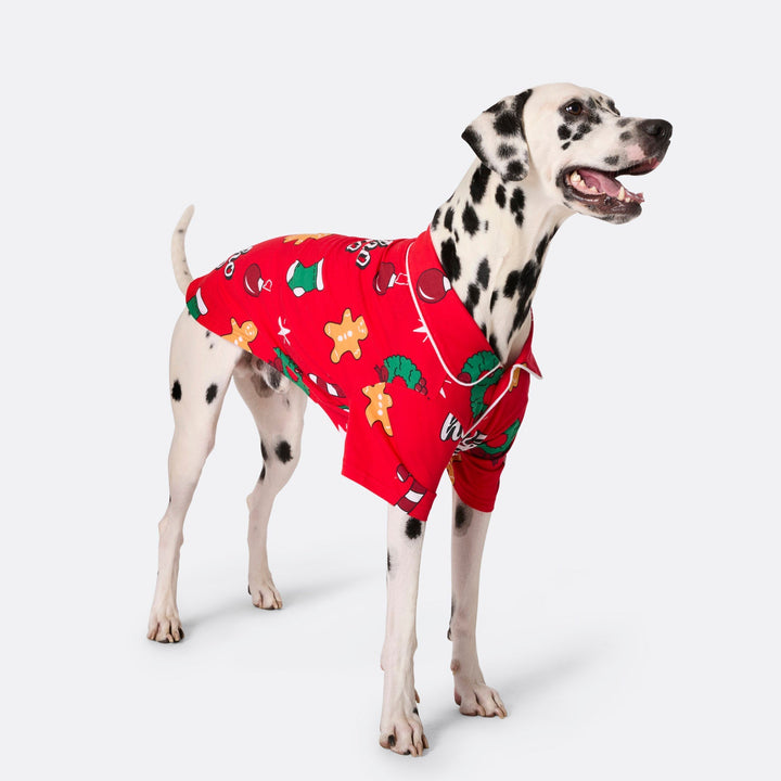 Punainen hohoho-joulupyjama koiralle