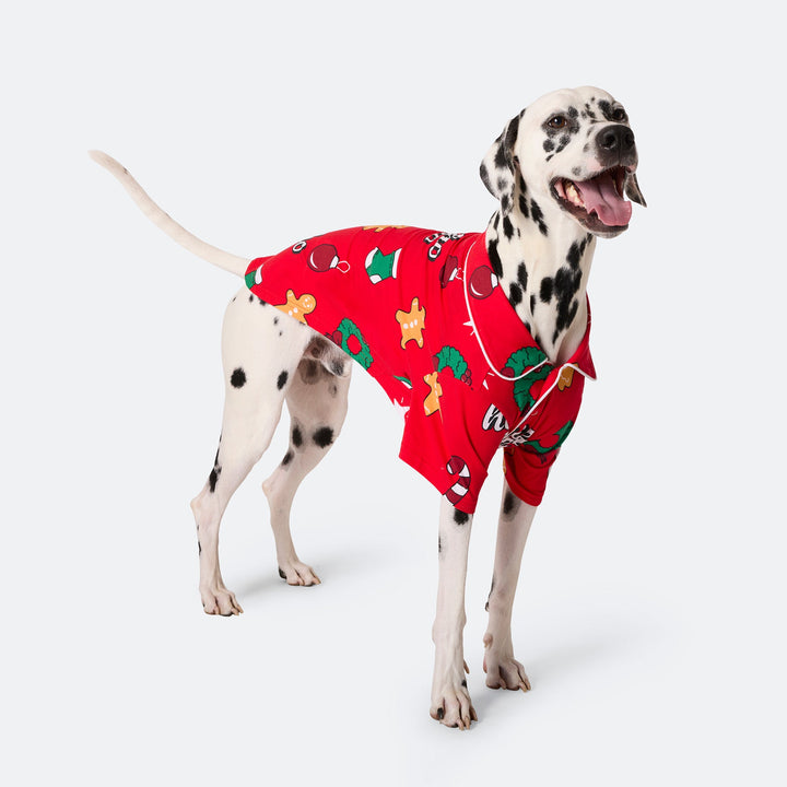 Punainen hohoho-joulupyjama koiralle