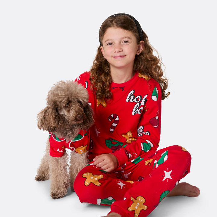 Punainen hohoho-joulupyjama koiralle