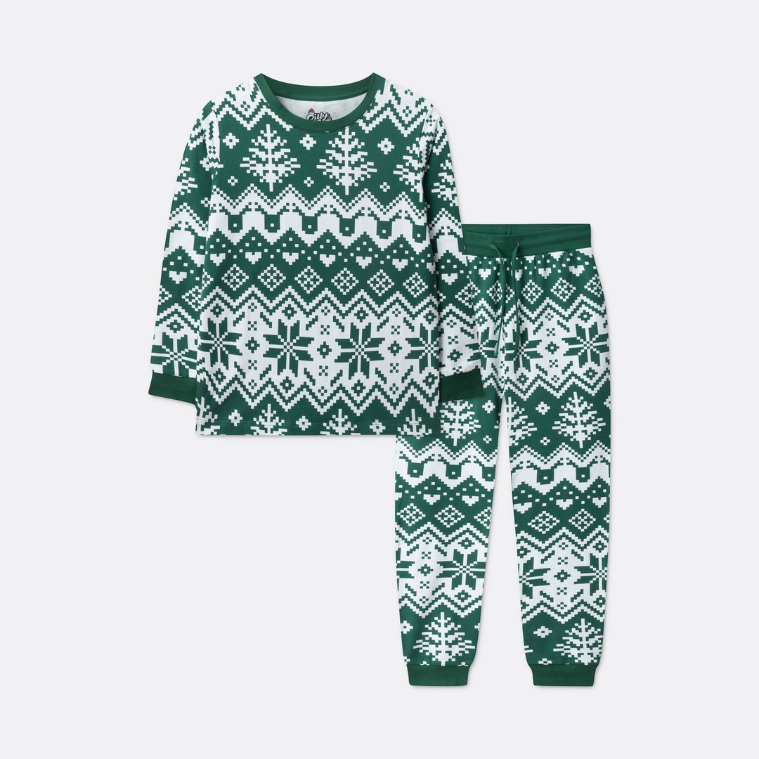 Vihreä jouluneule-joulupyjama lapsille