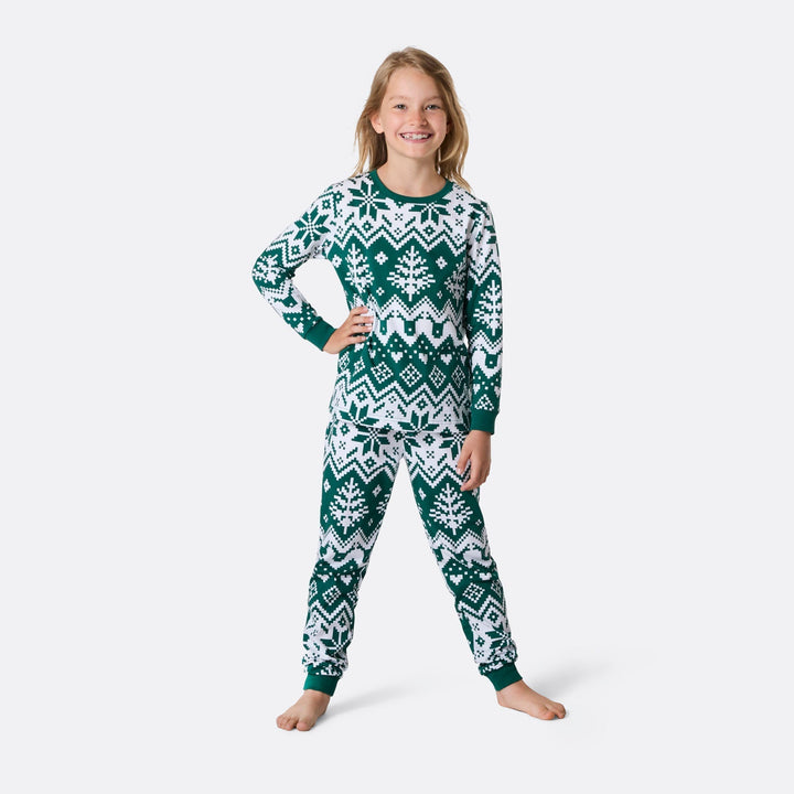 Vihreä jouluneule-joulupyjama lapsille