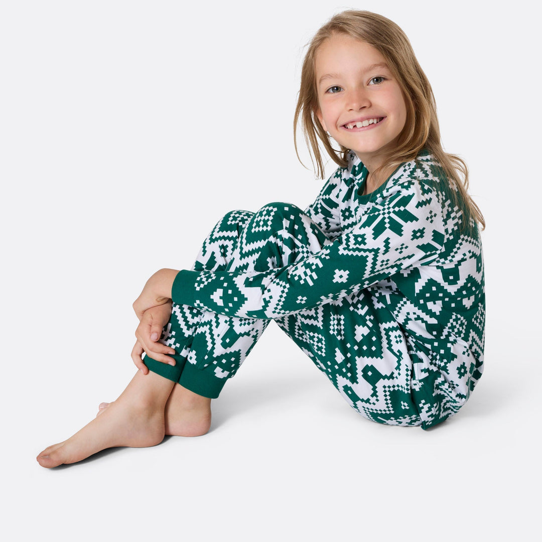 Vihreä jouluneule-joulupyjama lapsille