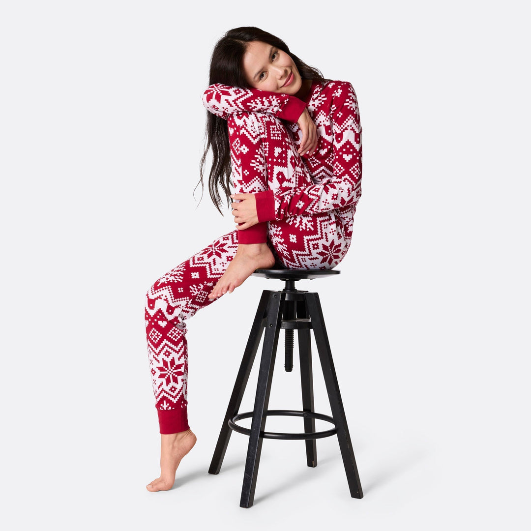 Punainen jouluneule-joulupyjama naisille