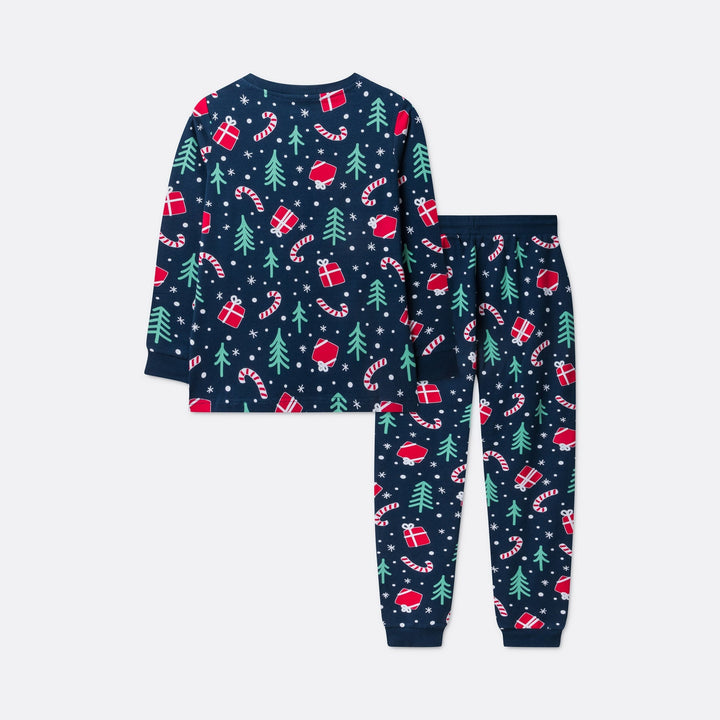 Sininen joulukuosinen joulupyjama lapsille