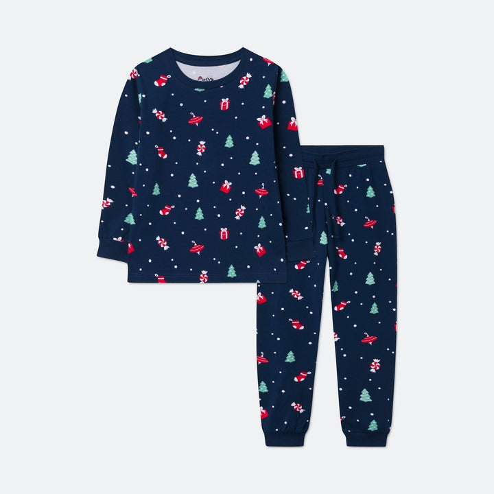 Sininen joulukoriste-joulupyjama lapsille