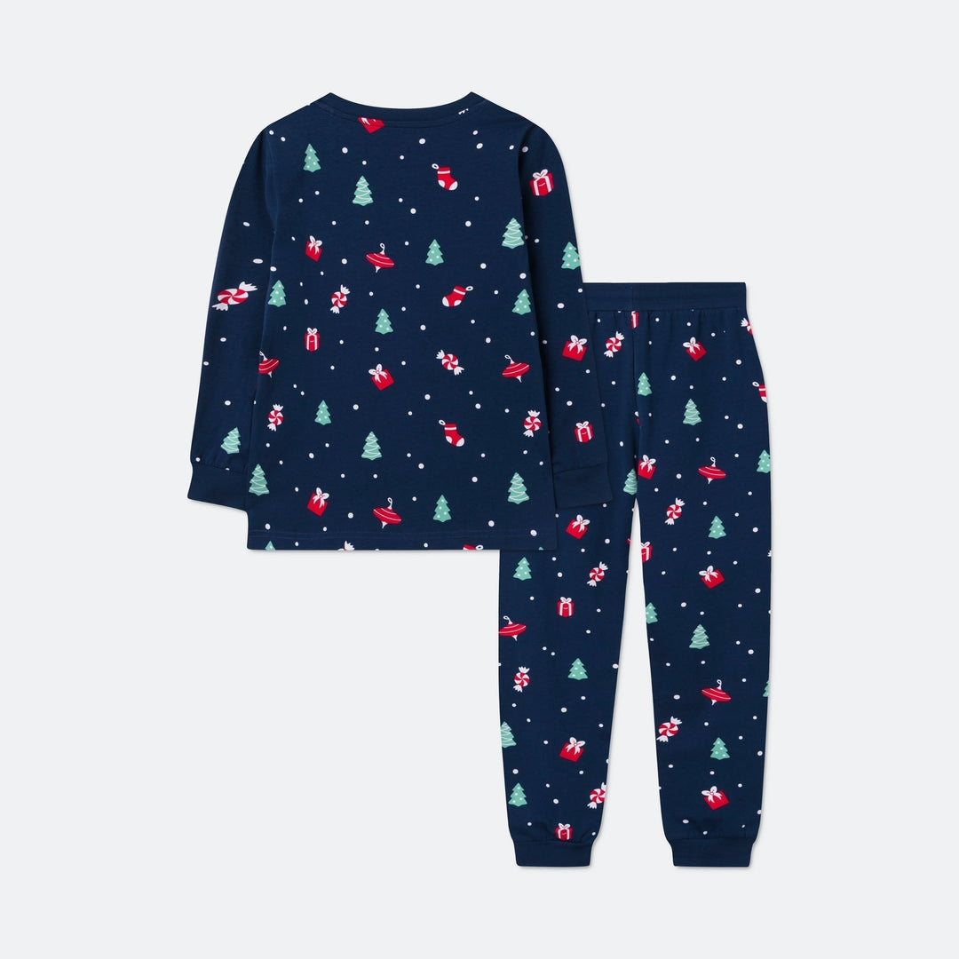 Sininen joulukoriste-joulupyjama lapsille