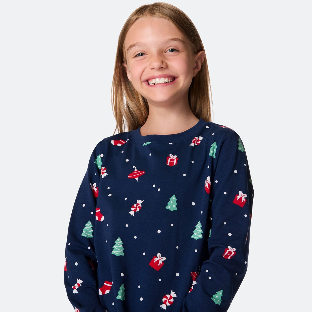 Sininen joulukoriste-joulupyjama lapsille
