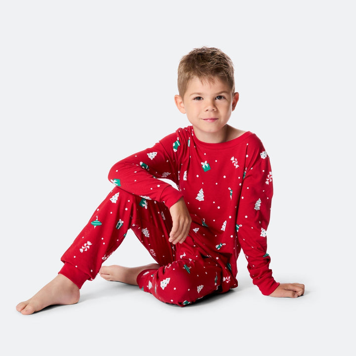 Punainen joulukoriste-joulupyjama lapsille