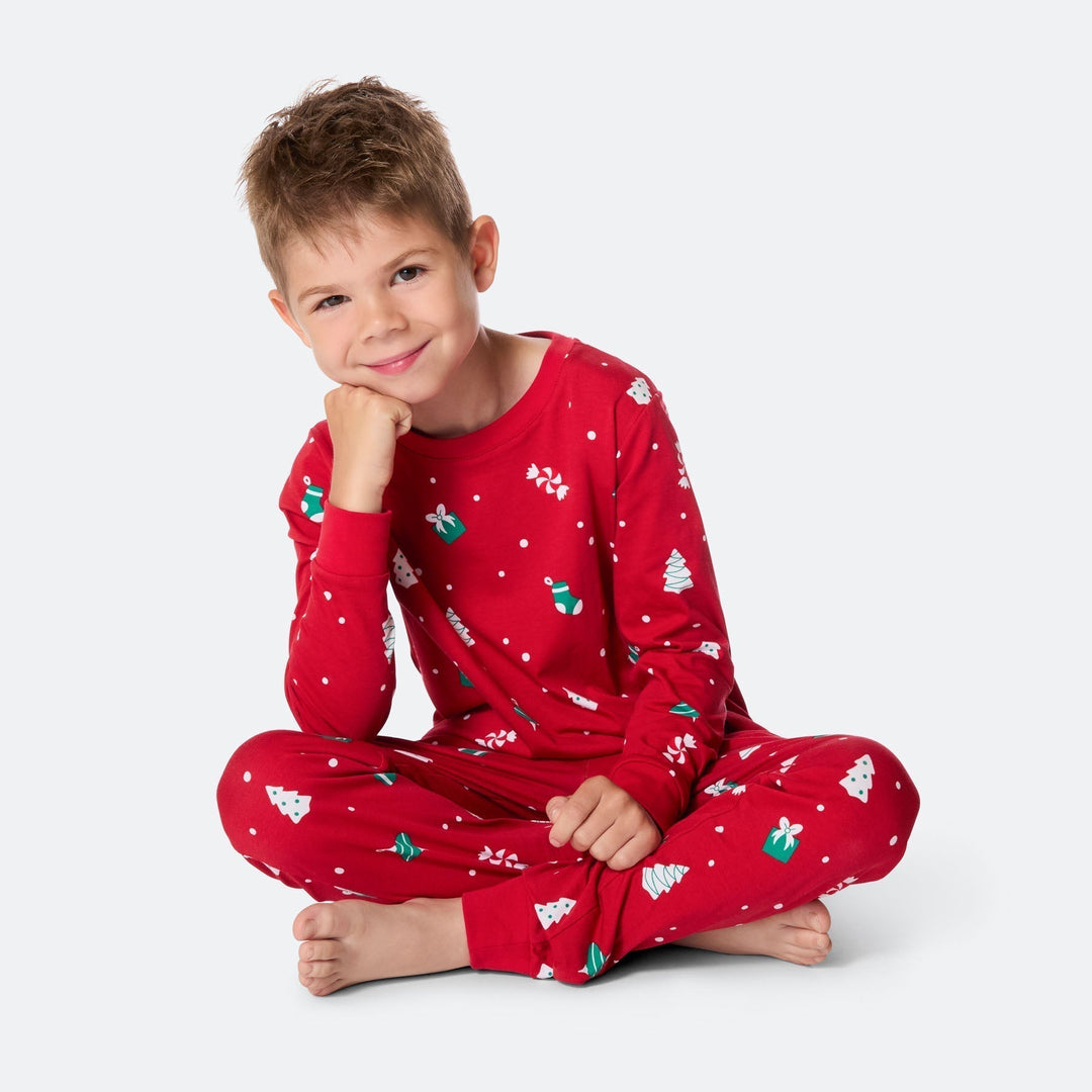 Punainen joulukoriste-joulupyjama lapsille