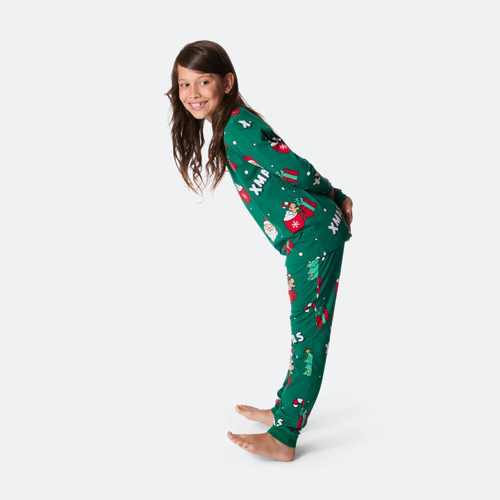 Vihreä xmas-joulupyjama lapsille