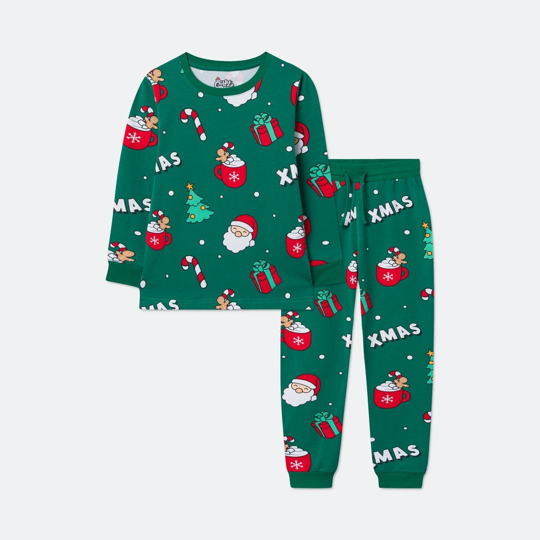 Vihreä xmas-joulupyjama lapsille