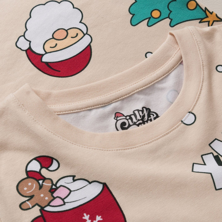 Beige xmas-joulupyjama lapsille