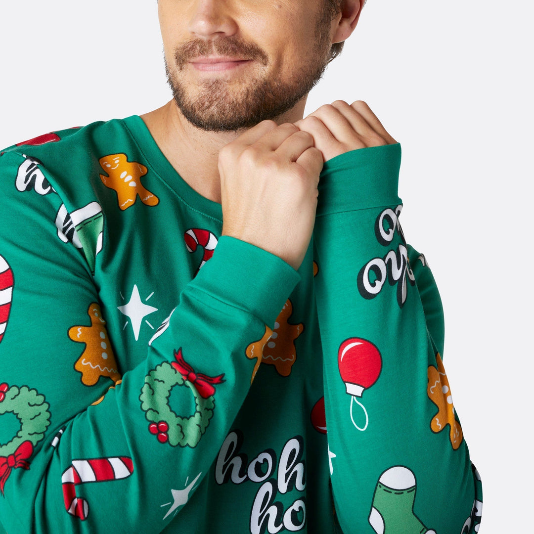 Vihreä hohoho-joulupyjama miehille