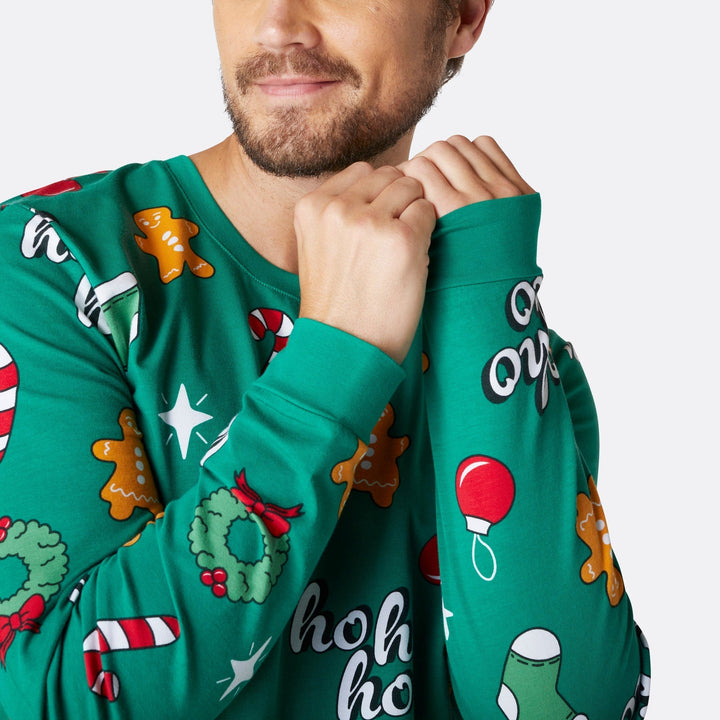 Vihreä hohoho-joulupyjama miehille