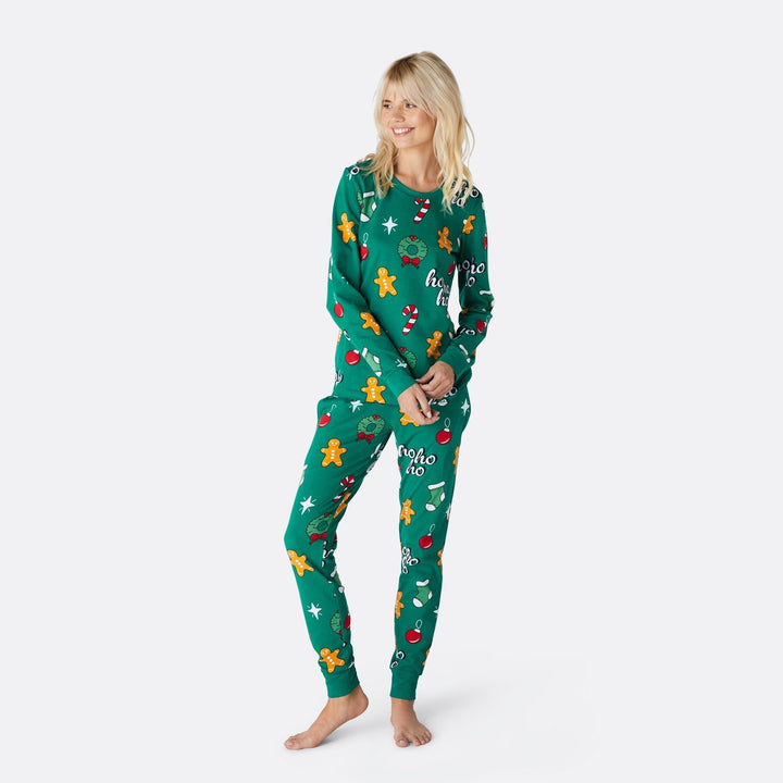 Vihreä hohoho-joulupyjama naisille