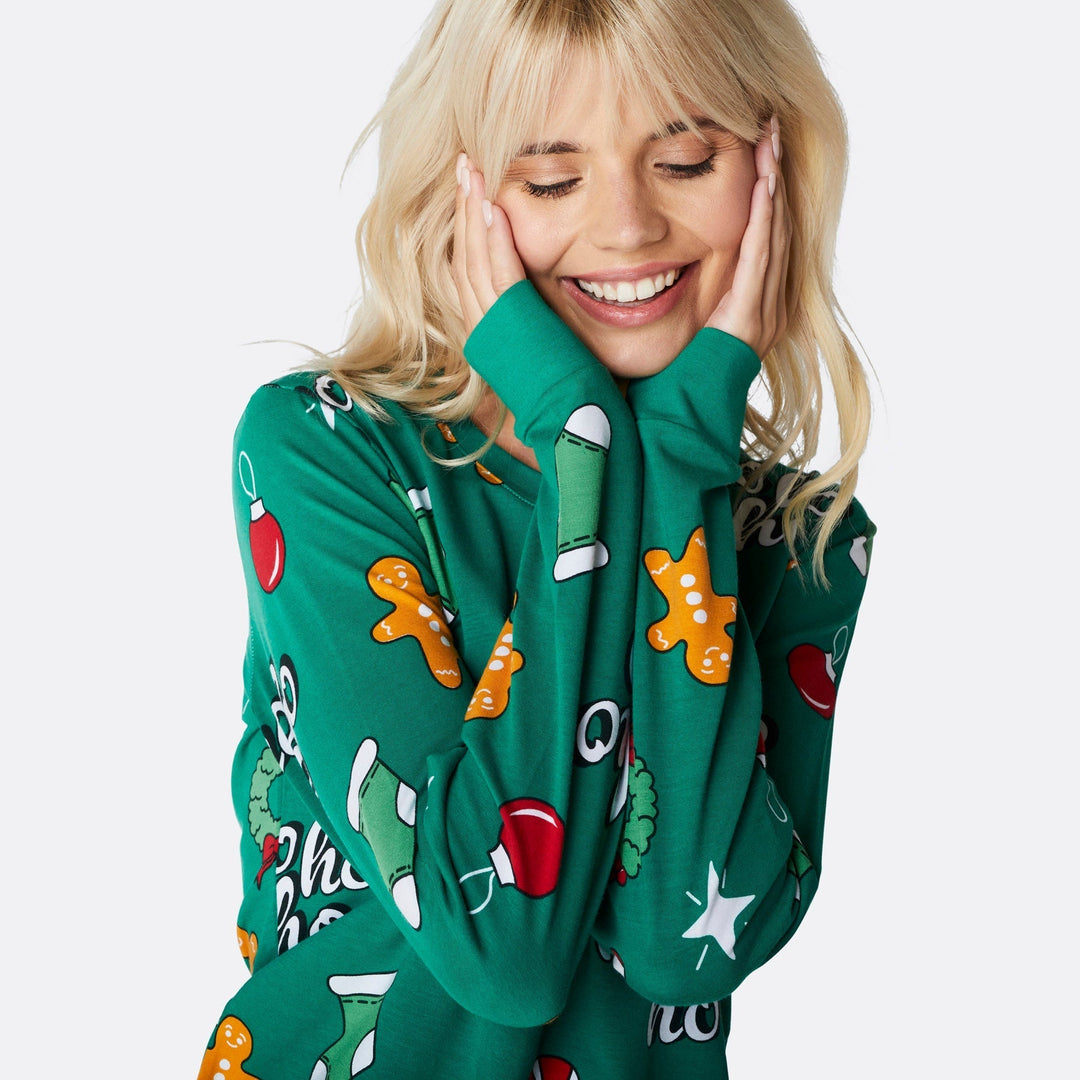 Vihreä hohoho-joulupyjama naisille