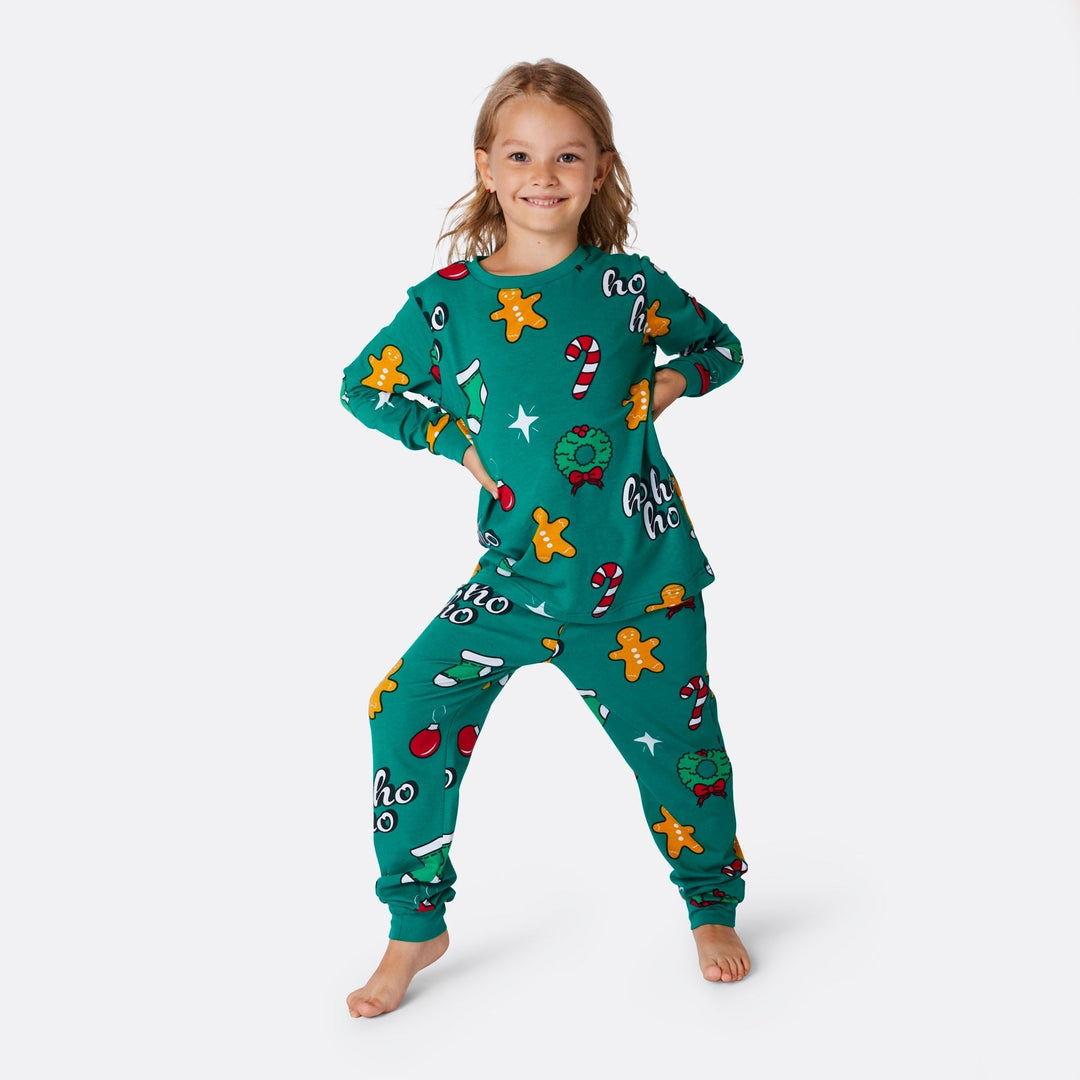 Vihreä hohoho-joulupyjama lapsille