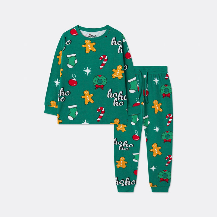 Vihreä hohoho-joulupyjama lapsille