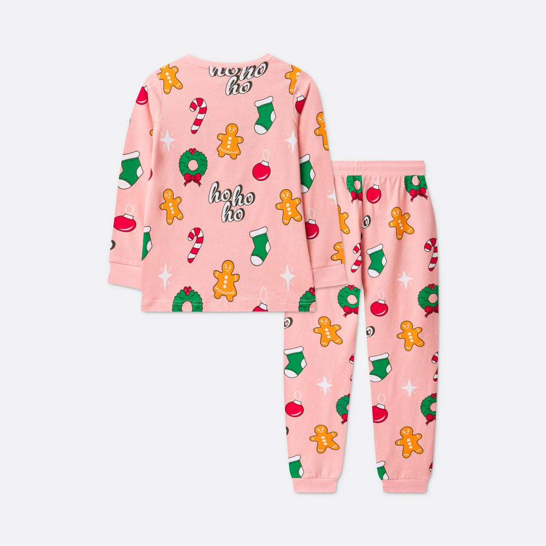 Vaaleanpunainen hohoho-joulupyjama lapsille