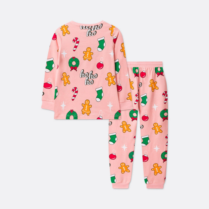 Vaaleanpunainen hohoho-joulupyjama lapsille