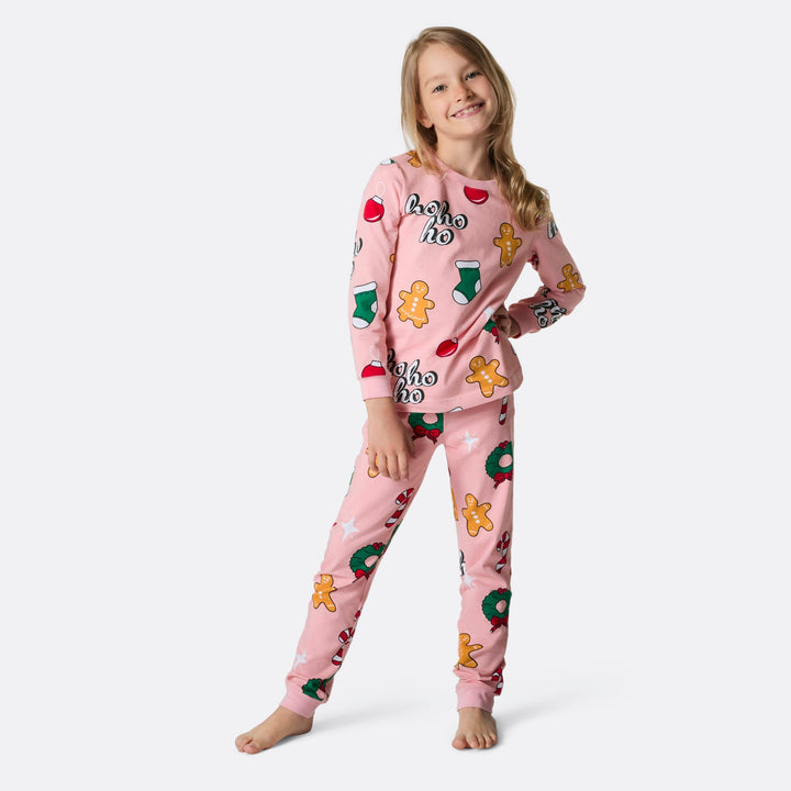 Vaaleanpunainen hohoho-joulupyjama lapsille