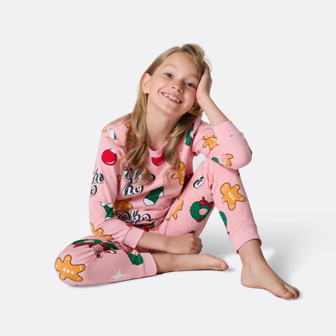 Vaaleanpunainen hohoho-joulupyjama lapsille