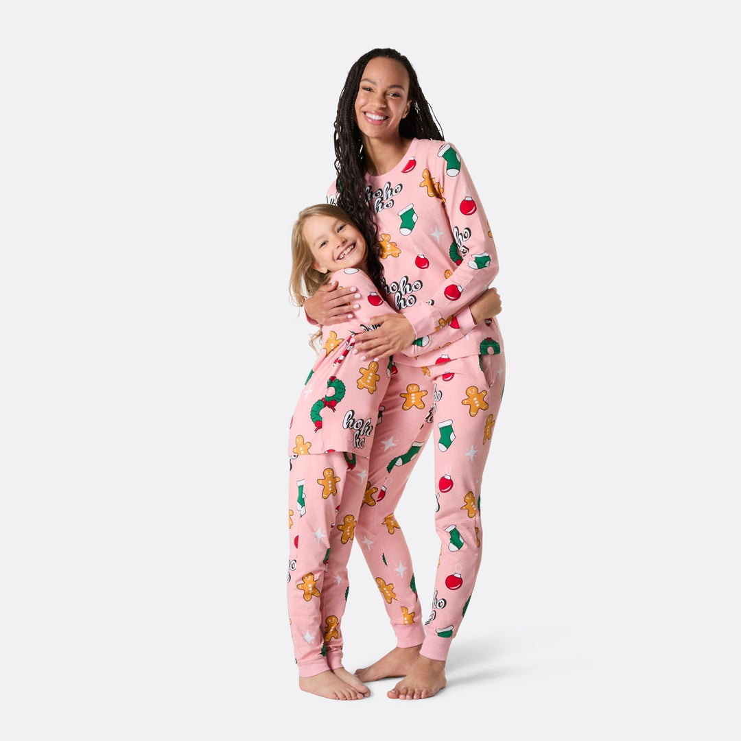 Vaaleanpunainen hohoho-joulupyjama lapsille