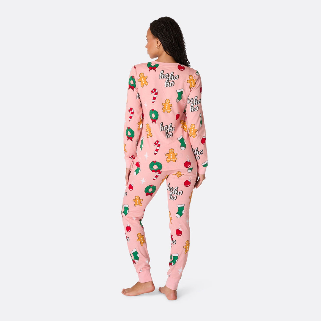 Vaaleanpunainen hohoho-joulupyjama naisille