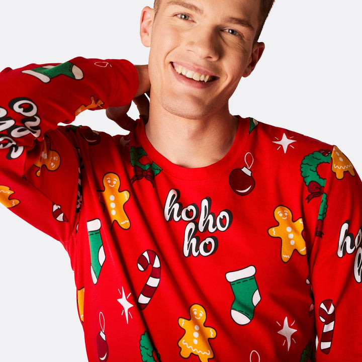 Punainen hohoho-joulupyjama miehille