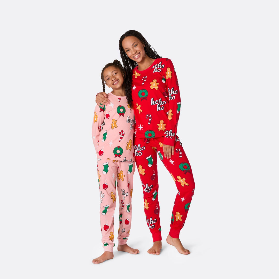 Vaaleanpunainen hohoho-joulupyjama lapsille