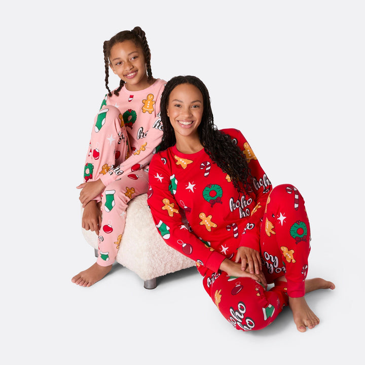 Vaaleanpunainen hohoho-joulupyjama lapsille