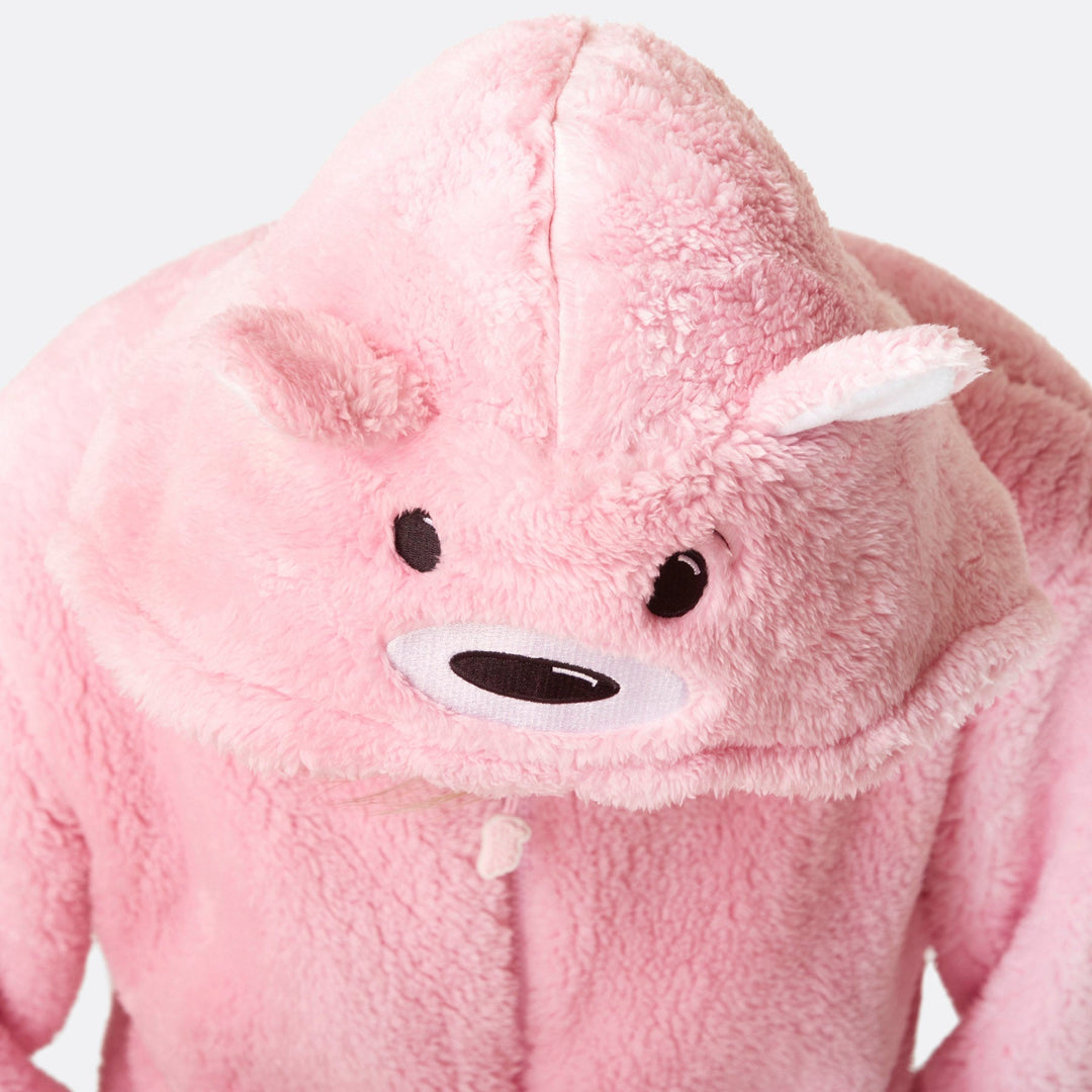 Vaaleanpunainen nalle-onesie naisille