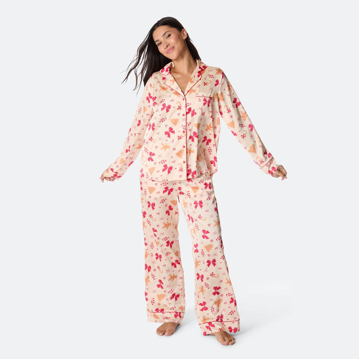 Piparkakku satiininen joulupyjama naisille