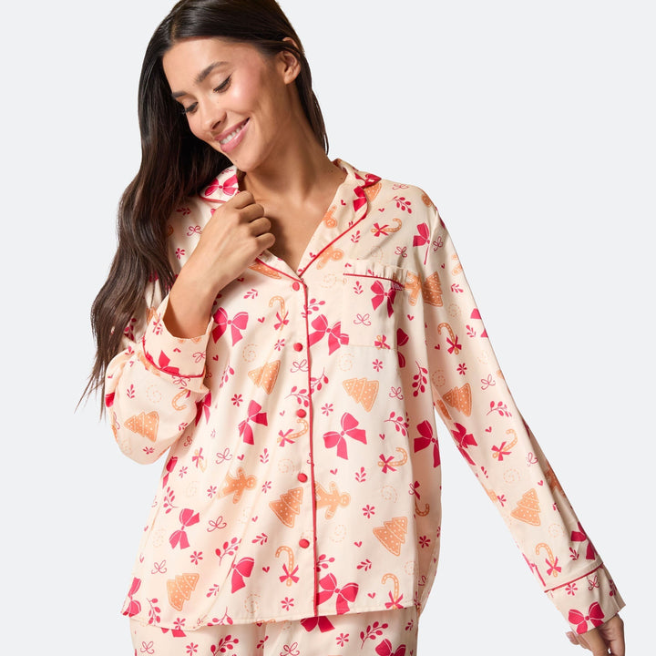 Piparkakku satiininen joulupyjama naisille