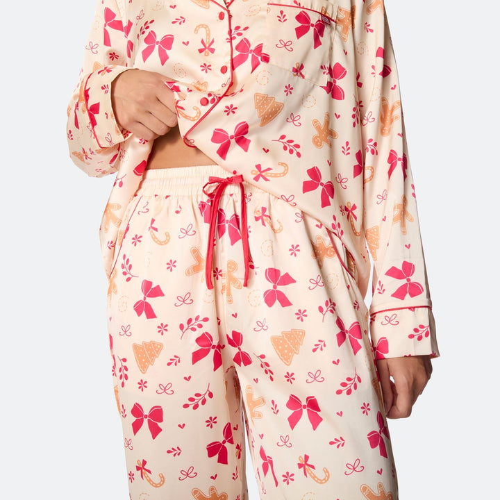Piparkakku satiininen joulupyjama naisille