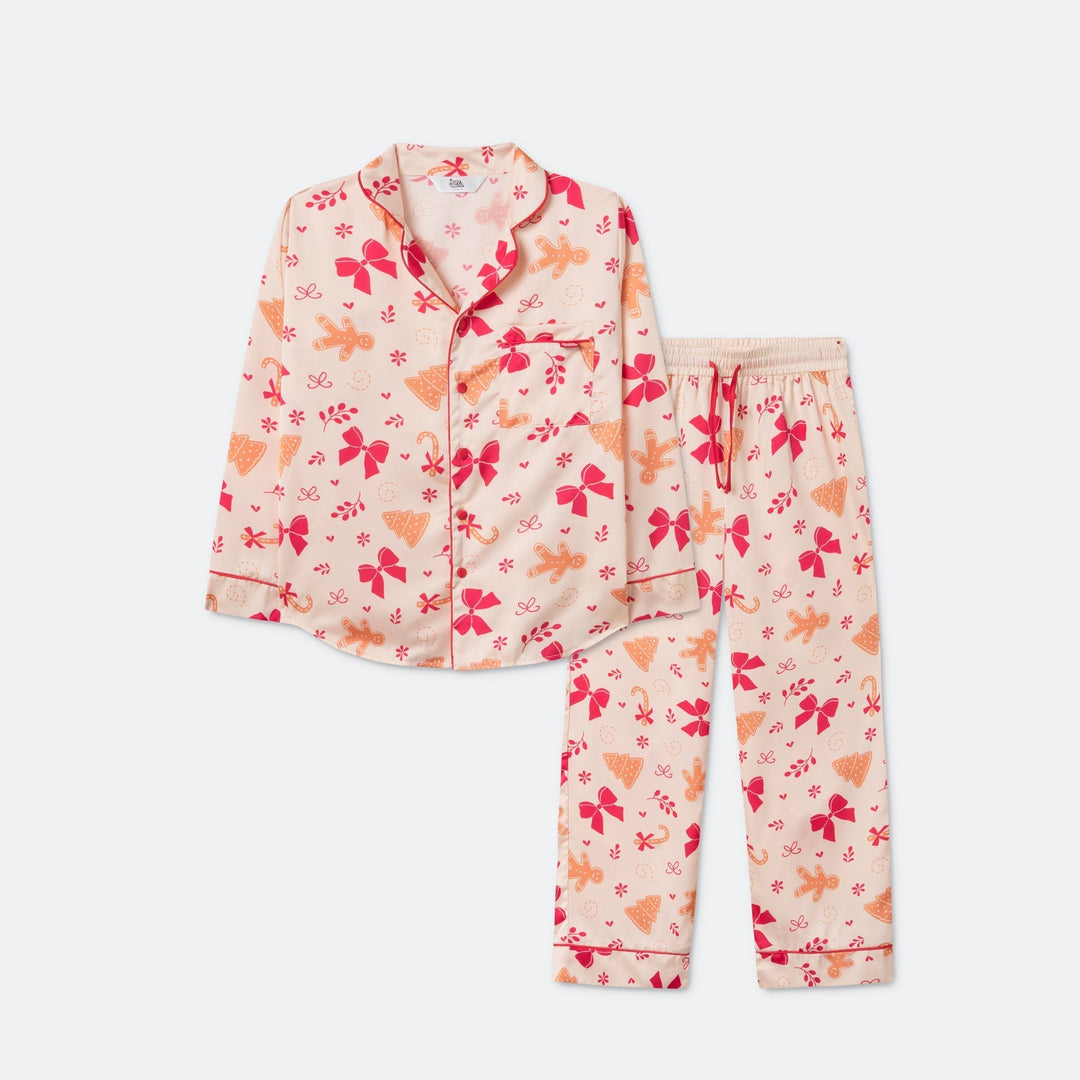 Piparkakku satiininen joulupyjama lapsille