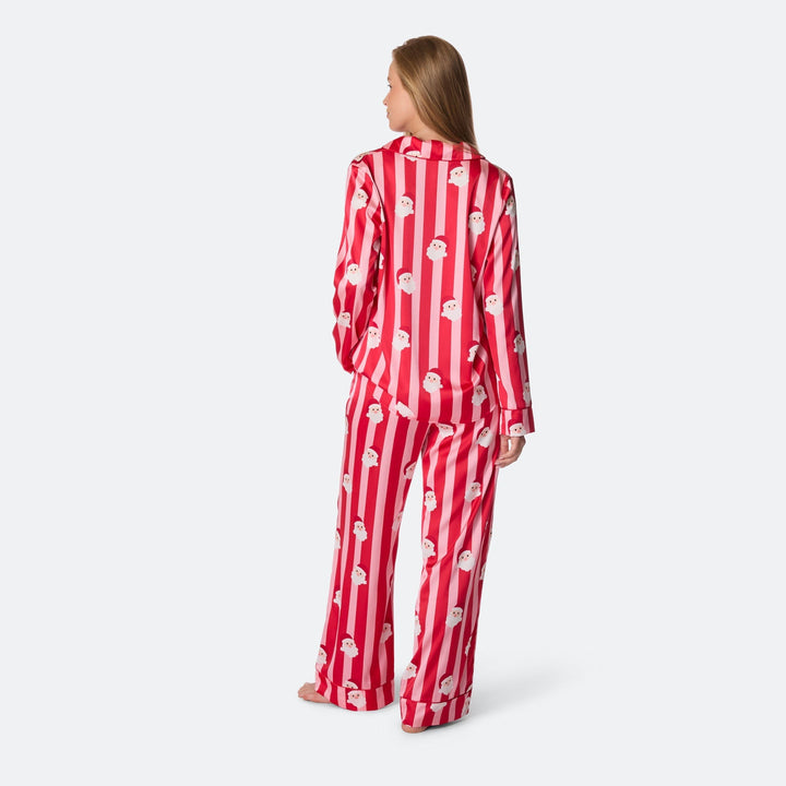 Raidallinen satiininen joulupyjama naisille