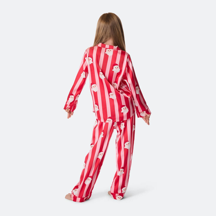 Raidallinen satiininen joulupyjama lapsille