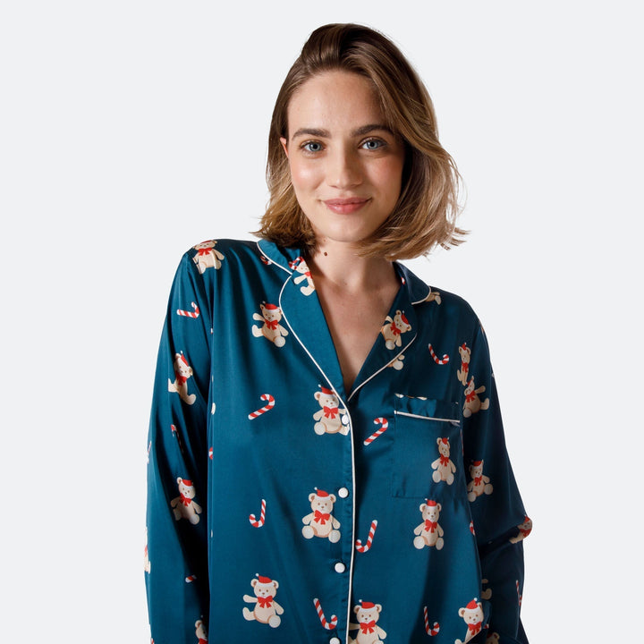 Nalle satiininen joulupyjama naisille