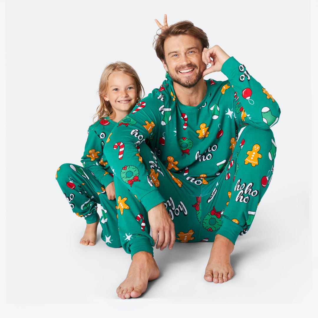 Vihreä hohoho-joulupyjama lapsille