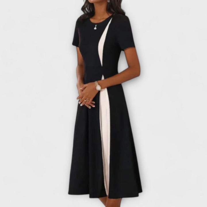 Hanne - Black and White Midi Dress