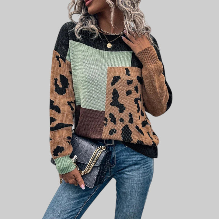 Le Clair - Vintage T-paita leopardskuviolla ja patchwork-täyteaineilla